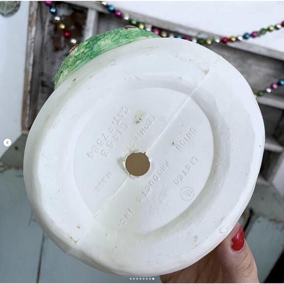 Vintage Snowman Tabletop Blow Mold Christmas Plastic Pipe Wreath Union 10.5" - Picture 8 of 8